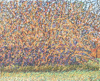 Amies, oil on canvas, signed, pointillist landscape study 24" x 30" 