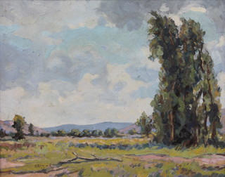 Brook '37, oil on canvas, signed, landscape with trees 11" x 14" 