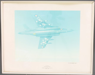From the estate of Captain Eric M Brown a coloured photograph of a Blackbird H.S. Buccaneer S. Mk2 with presentation plaque Presented to Captain E M Brown by Hawker Siddeley Aviation Ltd 1970 12" x 14" 