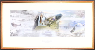 From the estate of Captain Eric M Brown a montage presentation colour photograph, presented to Captain Eric Brown to commemorate his visit to the Royal Aeronautical Society Chester branch 8 1/2" x 24 1/2" 