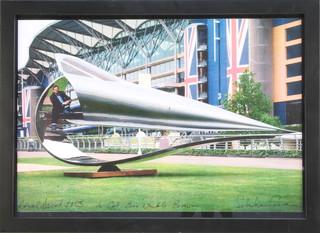 From the estate of Captain Eric M Brown a coloured photograph of Concord sculpture at Royal Ascot 2013 signed to Captain Eric 'Winkle' Brown, Sebastian Conran 11" x 16" 
