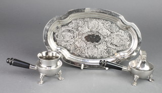 From the estate of Captain Eric M Brown an American silver plated table light set comprising an oval tray, lighter and match stand, the tray engraved to Lynn and Winkle from Flight Test Patuxent River USA 