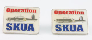 From the estate of Captain Eric M Brown 2 square enamelled Operation Skua badges