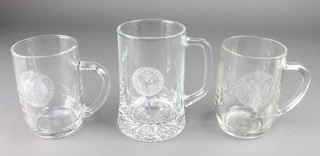From the estate of Captain Eric M Brown 2 etched Royal Aeronautical Society Gatwick branch pint tankards and 1 other marked Royal Aeronautical Branch Gatwick 