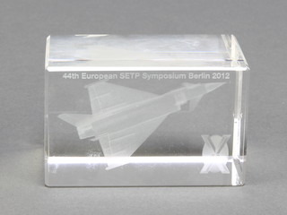 From the estate of Captain Eric M Brown a rectangular glass paperweight for the 44th European Symposium for Experimental Test Pilots Berlin 2012 