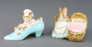 Two Beswick Beatrix Potter figures - Hunca Munca and The Old Woman Who Lived in a Shoe 4"  