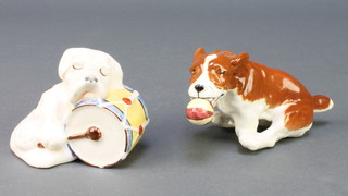 A Beswick figure of a puppy with ball 5", a ditto of a terrier with drum 312 3" 