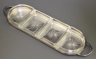 A silver plated Mappin & Webb 4 division hors d'oeuvres dish 