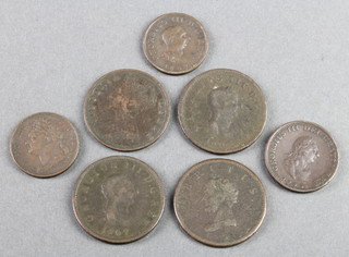 Seven George III bronze coins