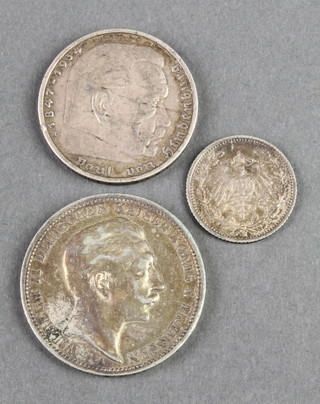 A 3 Mark 1910 and 2 other coins