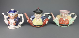 Three 19th Century style character teapots 