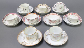 5 19th Century English tea bowls and saucers, 4 coffee cups and saucers 