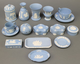 A collection of modern Wedgwood blue Jasperware