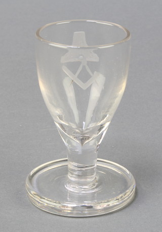 A 19th Century Masonic firing glass with etched symbols