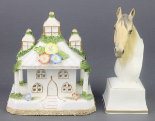 A Coalport pastel burner Park Lodge 1964 5" and a Royal Worcester bust of a horse Pyroeis 5 1/2" 