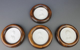 Five modern Meissen bisque plaques with portrait busts 4", 4 framed