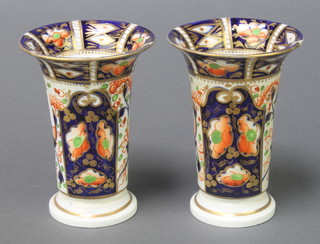 A pair of 19th Century Derby Japan pattern spill vases of tapered form 4 1/2"  