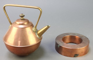 A 19th Century cylindrical copper jelly mould 1" x 6" diam. and a Benham circular copper kettle with brass handle (some dents) 8" 