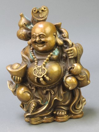 A bronzed figure of a standing Buddha the base with seal mark 8 1/2" 