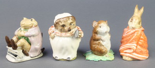 Four Beswick Beatrix Potter figures Mr Jackson 3" Timmy Willie 3" Mrs Tiggy Winkle 3" and Poor;y Peter Rabbit 3"