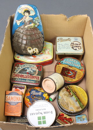 A tin of Mackintosh's toffee and various other tins etc 