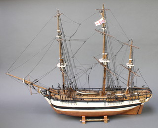 A wooden model of HMS Bounty 24"h x 30"w x 5"d 