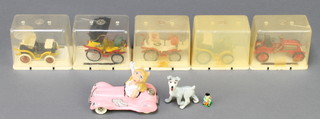 A 1979 Corgi Miss Piggy model car, 5 1960's Safari model vintage vehicles, a Wade Tramp figure 2" and a miniature metal Toby Jug 