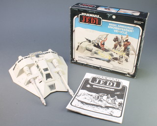 An original Star Wars Return of the Jedi Rebel Armoured Snowspeeder boxed and with instructions, complete with top and side cannons, rear harpoon and landing foot