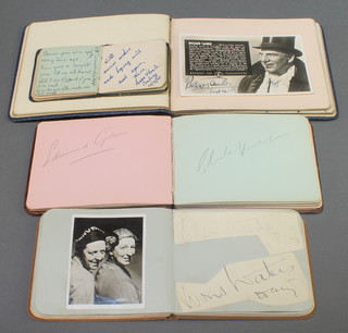 4 autograph albums containing various signatures including Elsie and Doris Waters, Tessie O'Shea, Flora Robson, Gracie Fields, Sandy Powell, Rex Harrison, Max Wall, etc