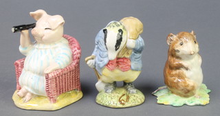 Two Beswick Beatrix Potter figures - Timmy Willie from Johnny Town Mouse 3" and Tommy Brock 3 1/4" and a Royal Albert ditto - Little Pig Robinson Spying 3 1/2" 