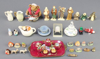 A Wedgwood Jasperware miniature tea cup and saucer and minor miniature teaware etc 