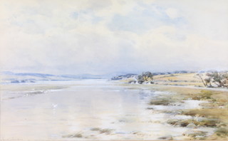 Frederick Tucker, watercolour, signed, seagulls in a river estuary 24" x 19" 