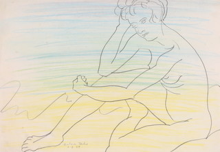 Barbara Tribe 6.3.69, a print, study of a naked lady 10 3/4" x 21 1/4" 