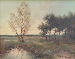 A. Debeuf, oil on canvas, signed, a landscape study 15" x 18 1/2" 