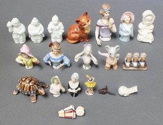 Seven porcelain half dolls, minor porcelain and other figures 