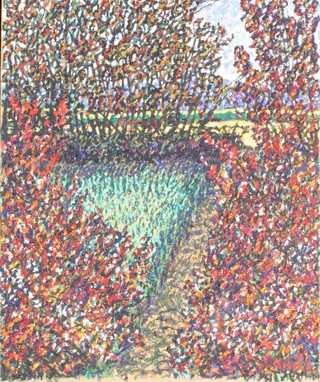 Amies, oil on canvas, signed, pointillist landscape 24" x 20" 