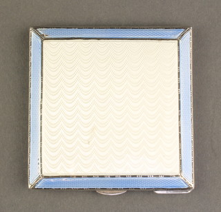 A silver and 2 colour guilloche enamel compact, 126 grams