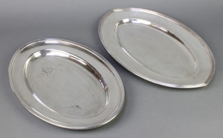 A Continental elliptical silver plated salver 19", an oval ditto 