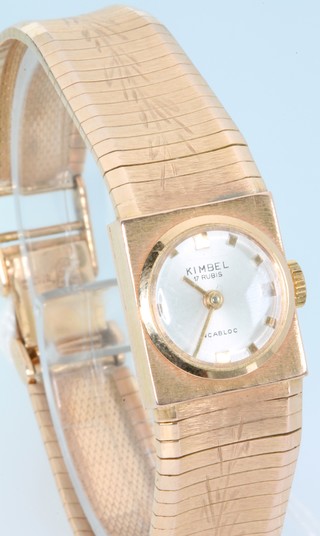 A lady's 18ct yellow gold Kimbel wristwatch on a ditto bracelet 28 grams