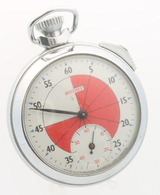 A gilt cased Bravingtons calendar quartz pocket watch, a chromium cased referee stopwatch 