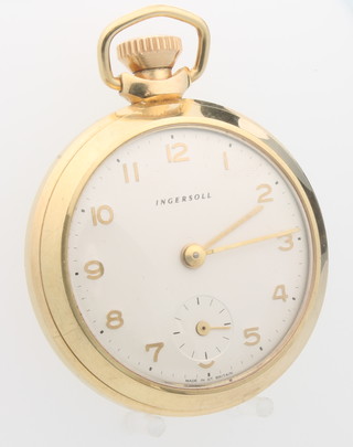 A gentleman's Ingersoll gilt cased pocket watch with seconds at 6 o'clock, a chromium cased ditto 