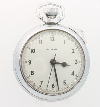 An Ingersoll chromium cased stop watch, Smiths Empire chromium cases pocket watch with seconds at 6 o'clock, boxed