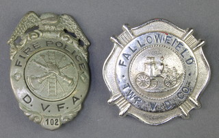 An American Fire Brigade Badge Fire Police DVFA and 1 other Fallowfield TWPVDCO 