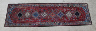 A red and blue ground Persian Yalameh runner 118" x 34" 