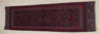 A Suzni Kilim runner with all-over geometric designs 115" x 28" 
