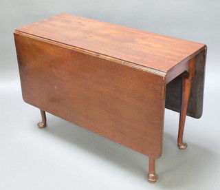 A 19th Century mahogany drop flap dining table, raised on club supports 29"h x 44"w x 17" when closed x 56" when extended 