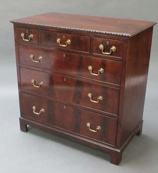 A Georgian style mahogany chest of 3 short and 3 long drawers with brass swan neck drop handles, raised on bracket feet 36"h x 38"w x 21"d 