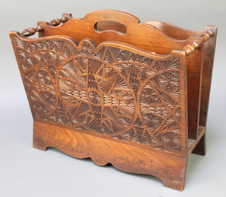 A 19th/20th Century carved Anglo Indian hardwood 2 section Canterbury 16 1/2"h x 18"w x 9"
