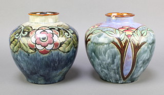 A Royal Doulton squat vase of ovoid form impressed Royal Doulton UBW 8 1/2" and a similar vase impressed 8701T 8" 