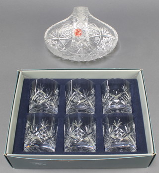 A Webb crystal cut glass bowl 8" and 6 cut glass tumblers 